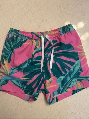 Chubbie’s  Tropical Print Swim Shorts in Pink